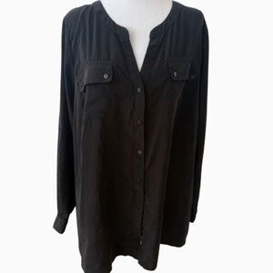 Lane Bryant Black Boxy Button Down Shirt